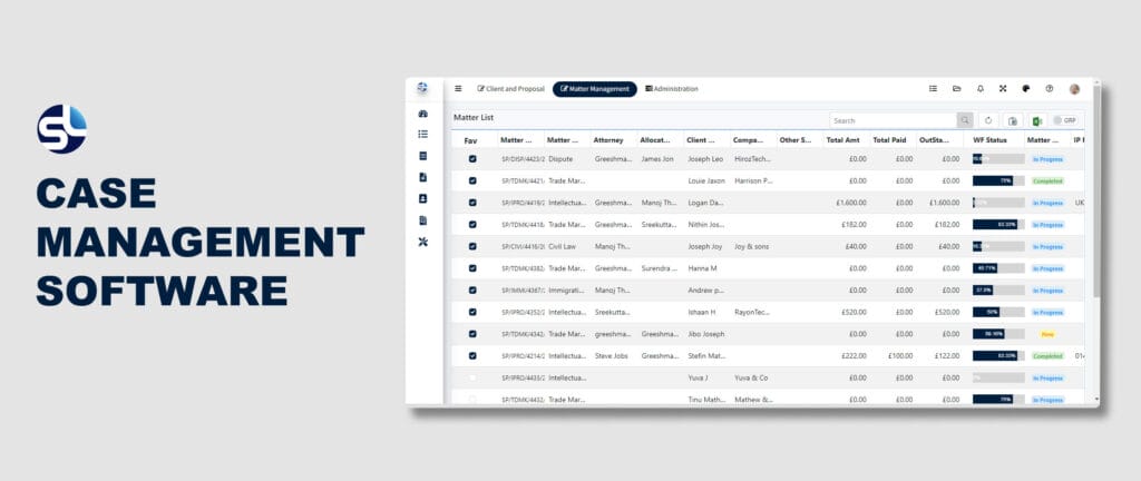 SpineLegal Software dashboard for efficient legal case management and streamlined task tracking.