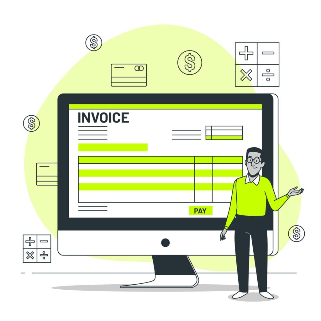 Illustration of SpineLegal Software's invoicing feature on desktop, enhancing law firm efficiency and payment management.