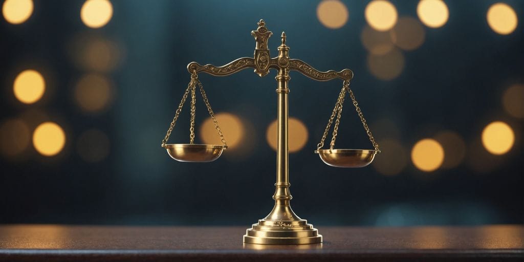 Golden justice scales representing balance and efficiency with SpineLegal Software in legal practice.
