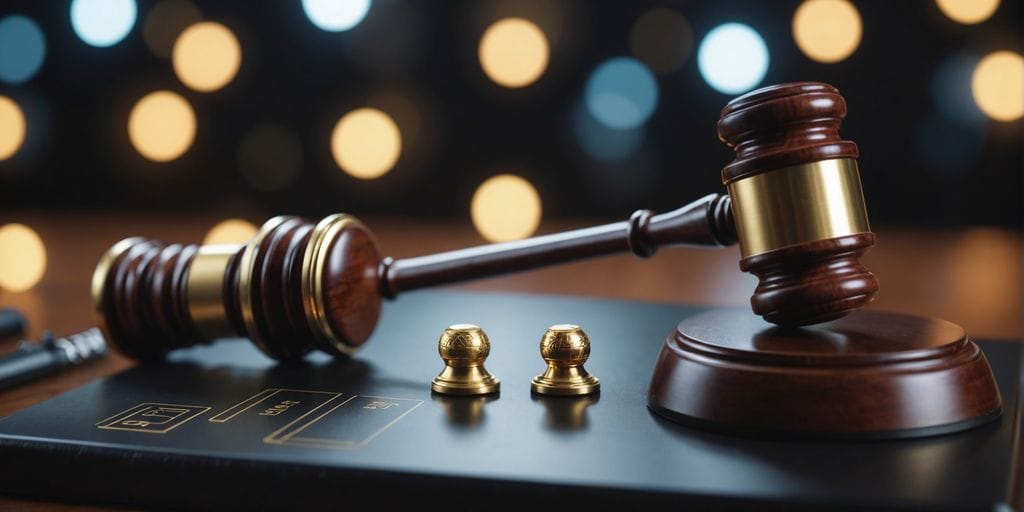 Gavel and scales on desk, symbolizing efficient legal case management with SpineLegal Software solutions.