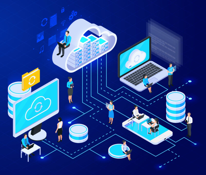Illustration of cloud-based connectivity, showcasing SpineLegal Software integration for efficient legal solutions.