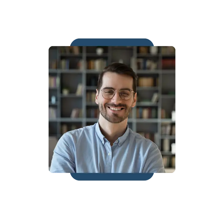 Smiling professional in office representing innovative solutions with SpineLegal Software.