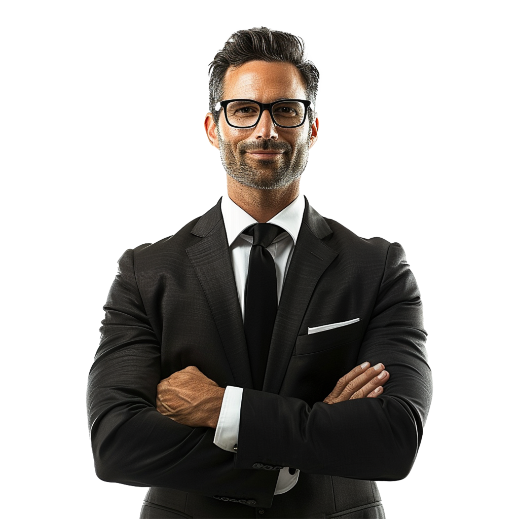 Professional in a suit showcasing confidence, embodying trust and expertise of SpineLegal Software solutions.