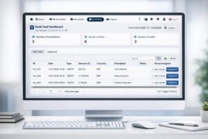 A solicitor configuring legal billing software on a laptop at a law firm desk