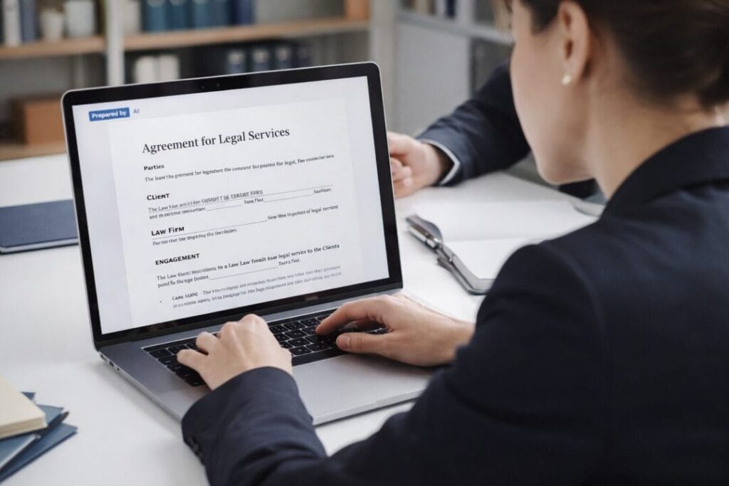 Legal professional using SpineLegal Software for efficient document management.
