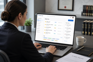 Legal document management software screen